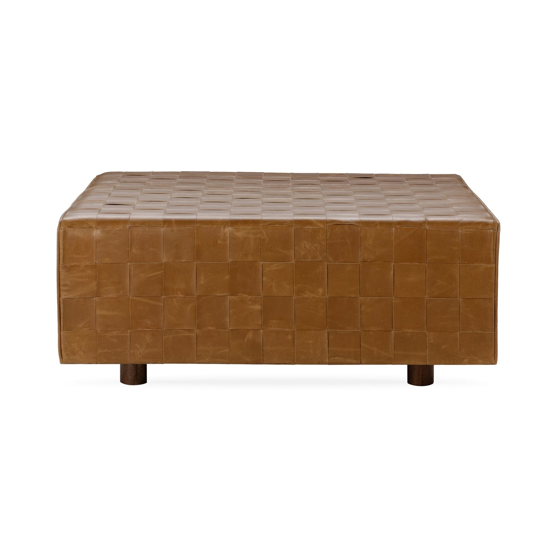Autum Maple Top Grain Leather Ottomans & Stool Aristo Square Ottoman Collection