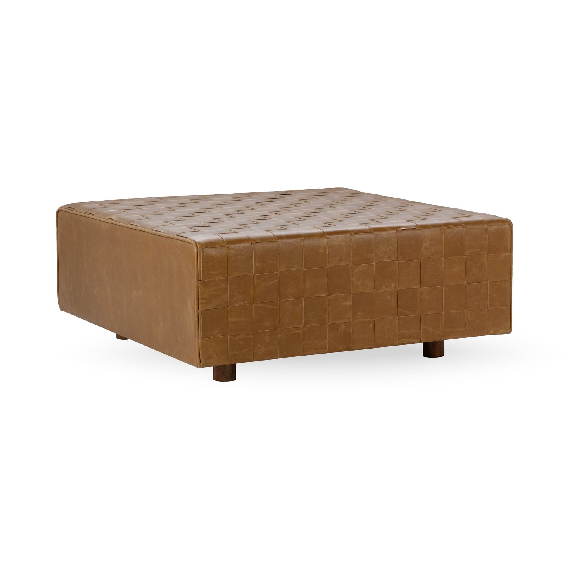 Autum Maple Top Grain Leather Ottomans & Stool Aristo Square Ottoman Collection