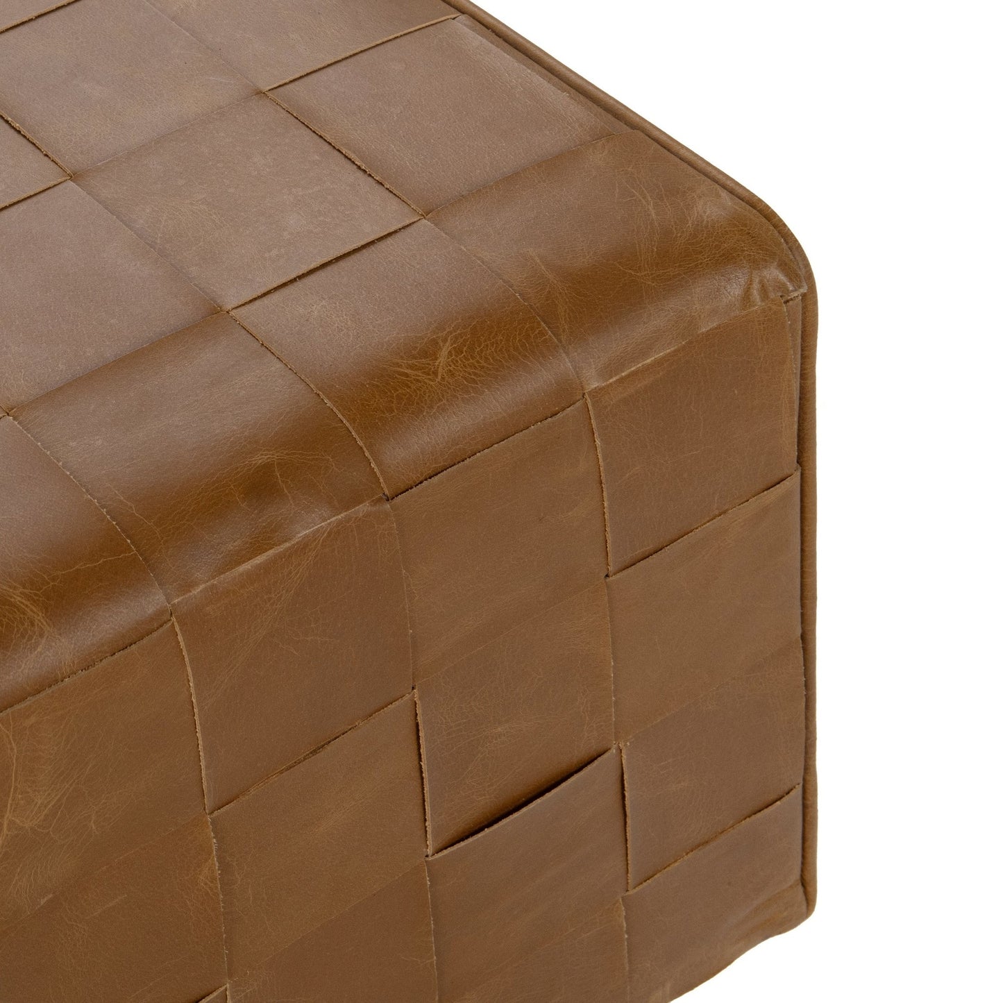 Autum Maple Top Grain Leather Ottomans & Stool Aristo Square Ottoman Collection