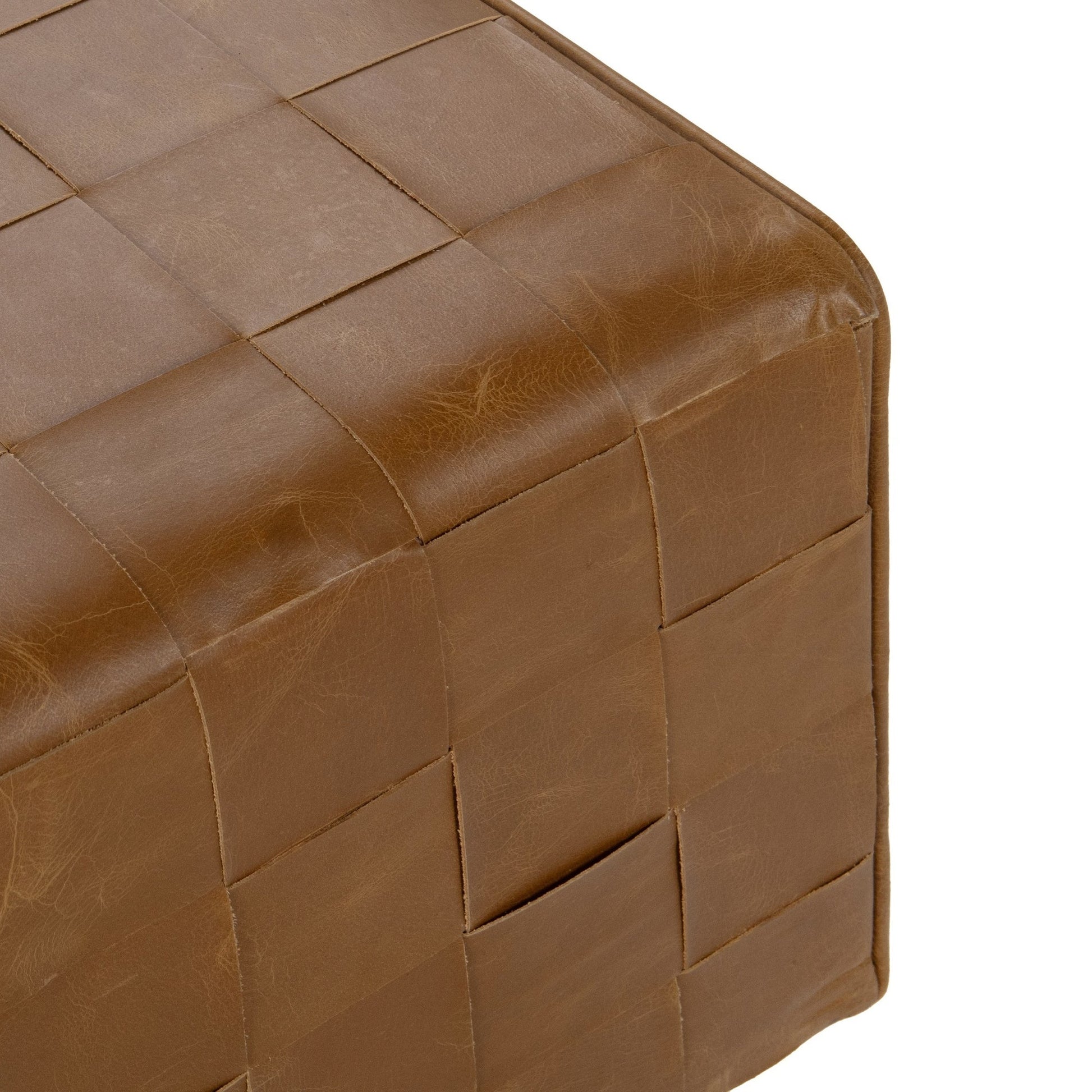Autum Maple Top Grain Leather Ottomans & Stool Aristo Square Ottoman Collection