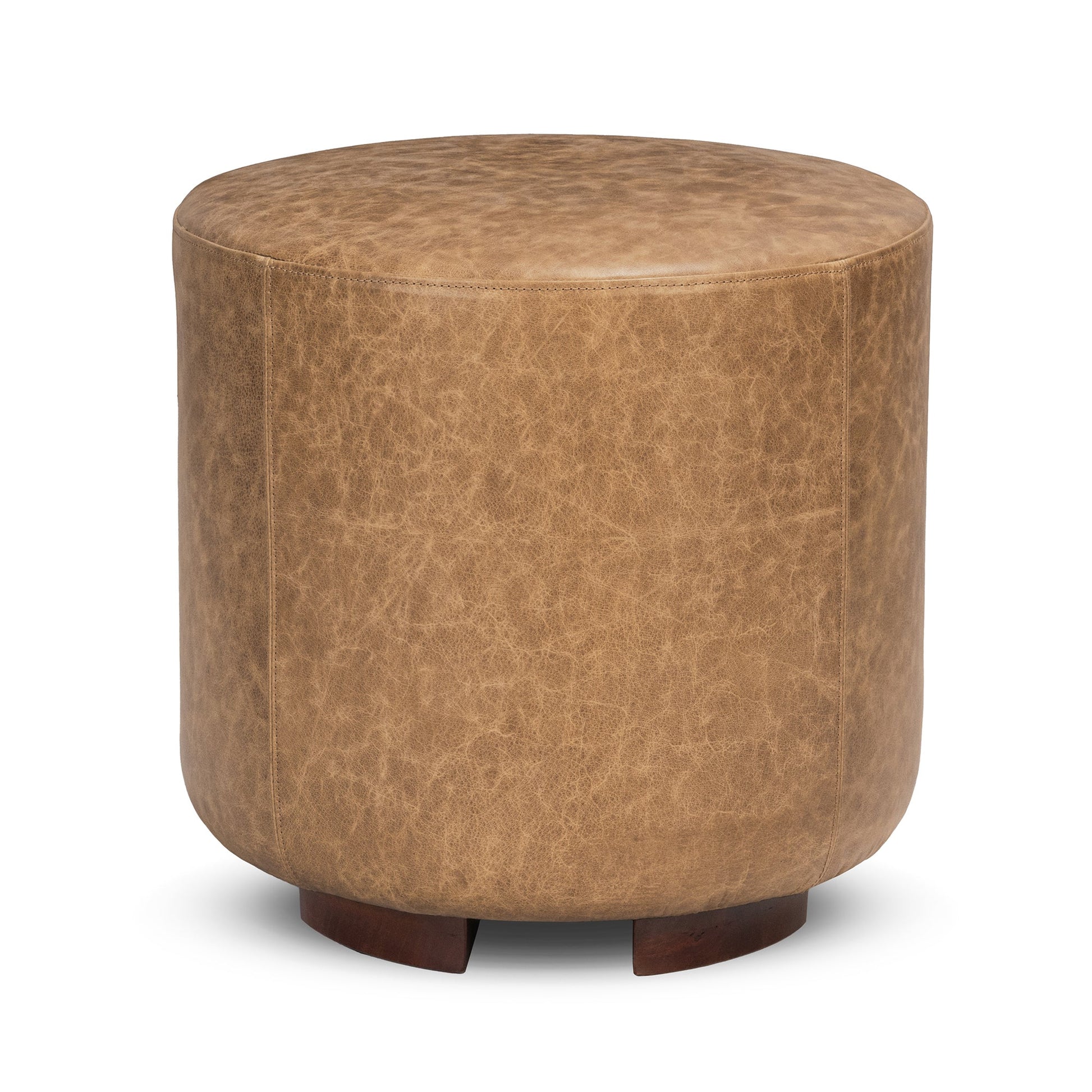 Sedona Brown Top Grain Leather Ottomans & Stool Millo 18" Round Ottoman Collection