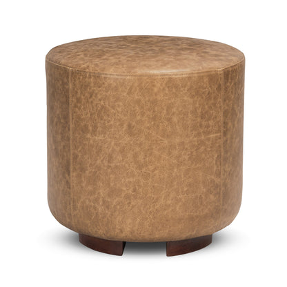 Sedona Brown Top Grain Leather Ottomans & Stool Millo 18" Round Ottoman Collection
