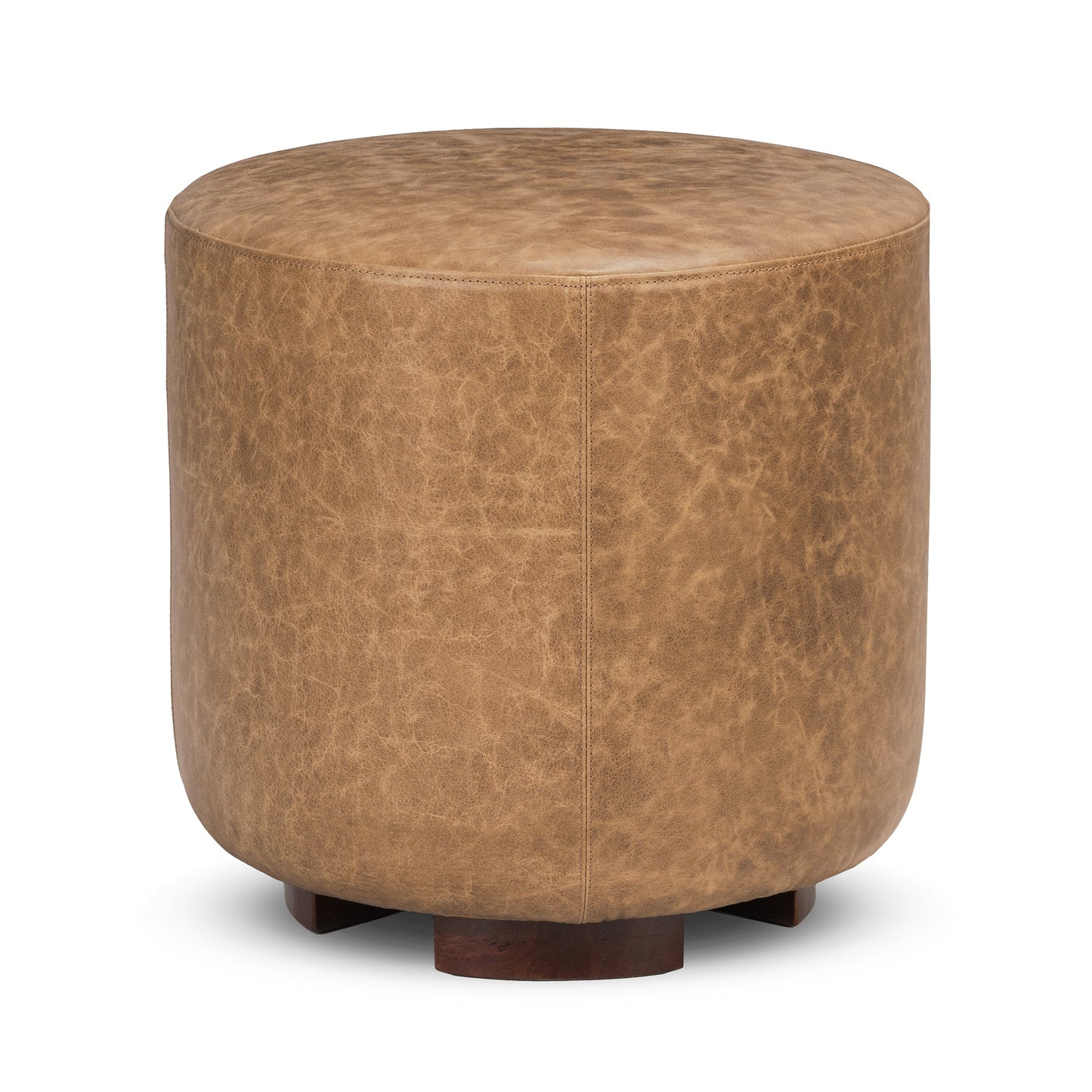 Sedona Brown Top Grain Leather Ottomans & Stool Millo 18" Round Ottoman Collection