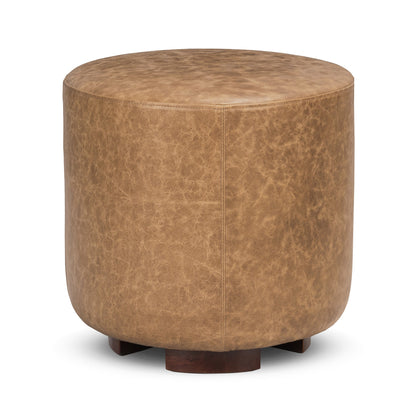 Sedona Brown Top Grain Leather Ottomans & Stool Millo 18" Round Ottoman Collection