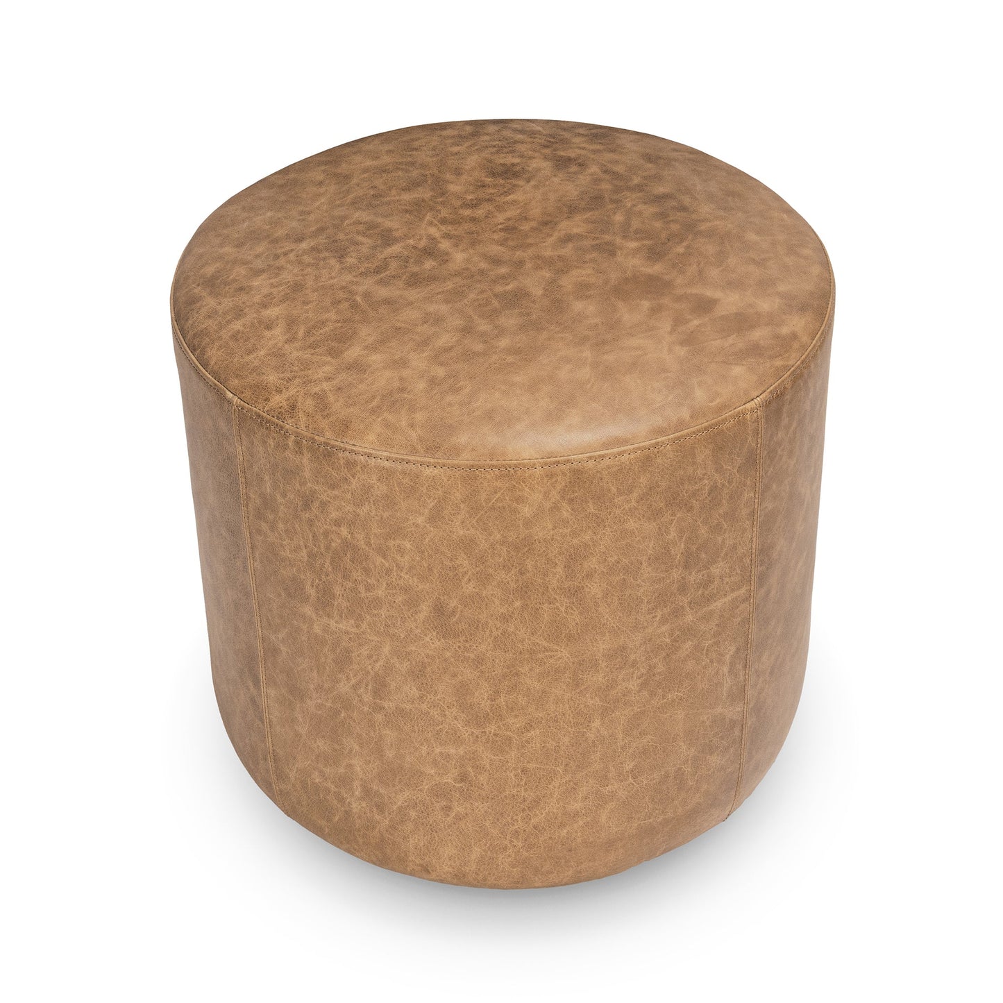 Sedona Brown Top Grain Leather Ottomans & Stool Millo 18" Round Ottoman Collection