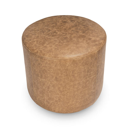 Sedona Brown Top Grain Leather Ottomans & Stool Millo 18" Round Ottoman Collection
