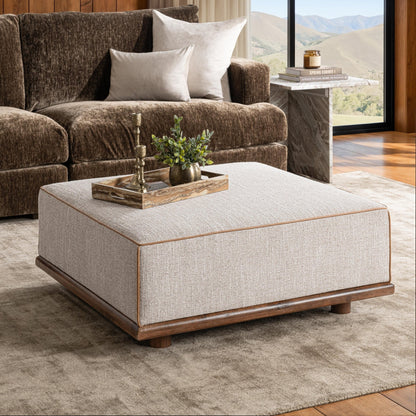 Latte 100% Polyester Ottomans & Stool Ellerie Ottoman Collection
