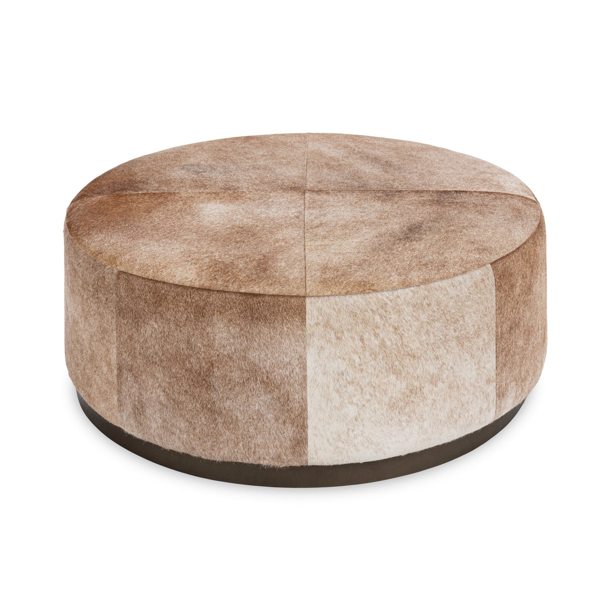 Canyon Dust Hair on Hide Ottomans & Stool Andre Round Ottoman Collection