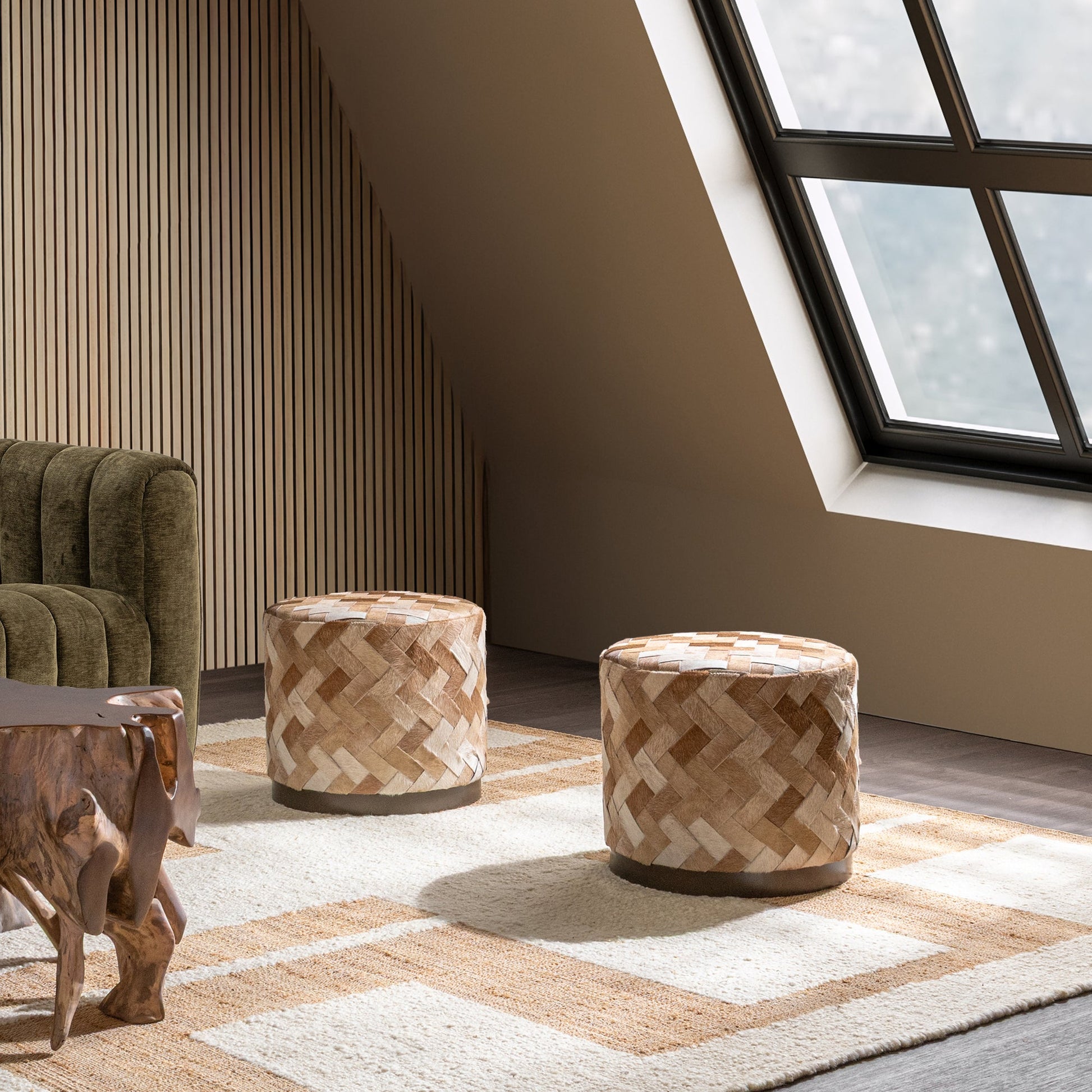 Canyon Dust Hair and Hide Ottomans & Stool Sasha Ottoman Collection