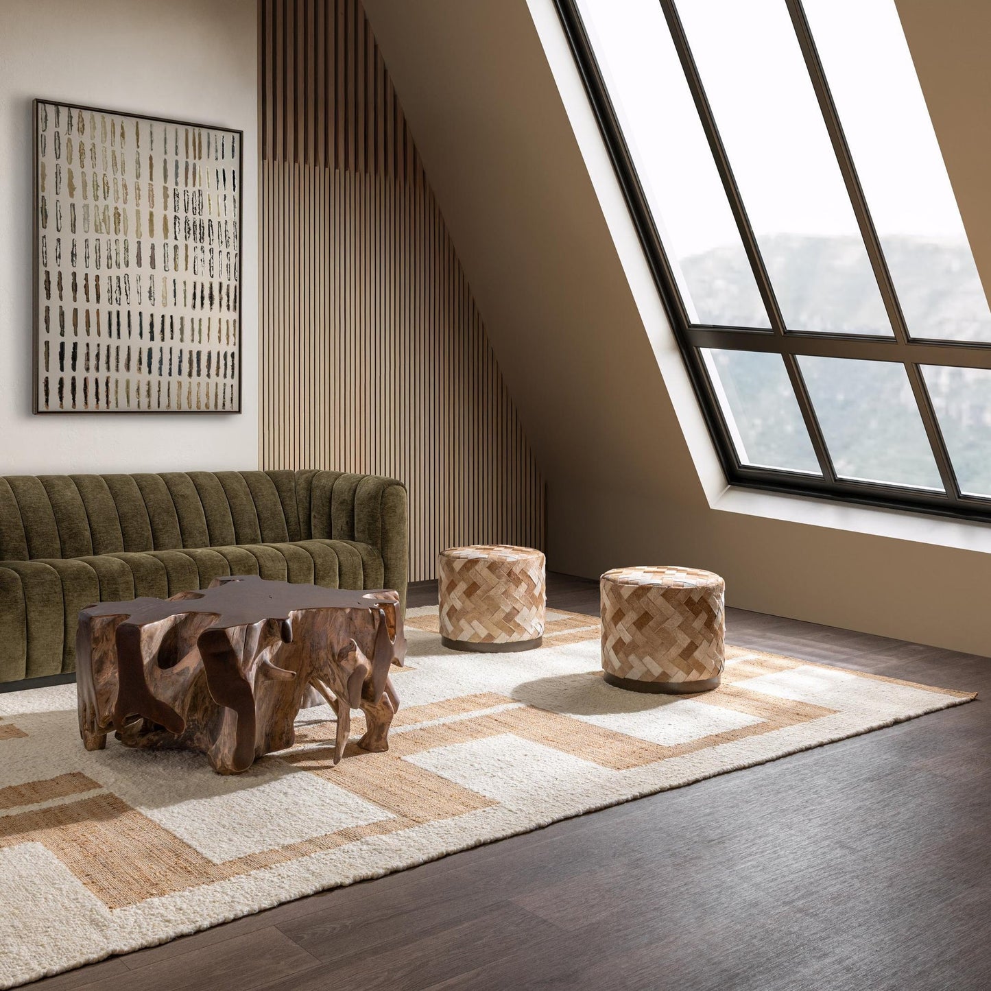 Canyon Dust Hair and Hide Ottomans & Stool Sasha Ottoman Collection