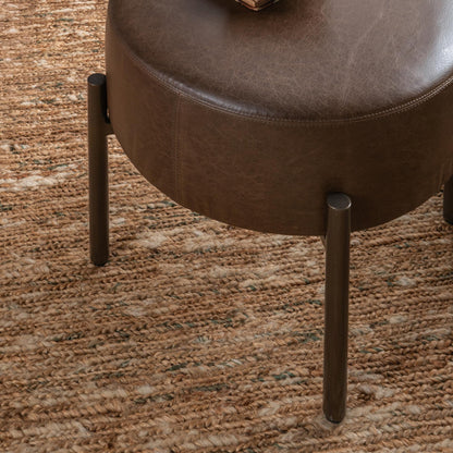 Cocoa Brown Top Grain Leather Ottomans & Stool Aimie Accent Stool Collection
