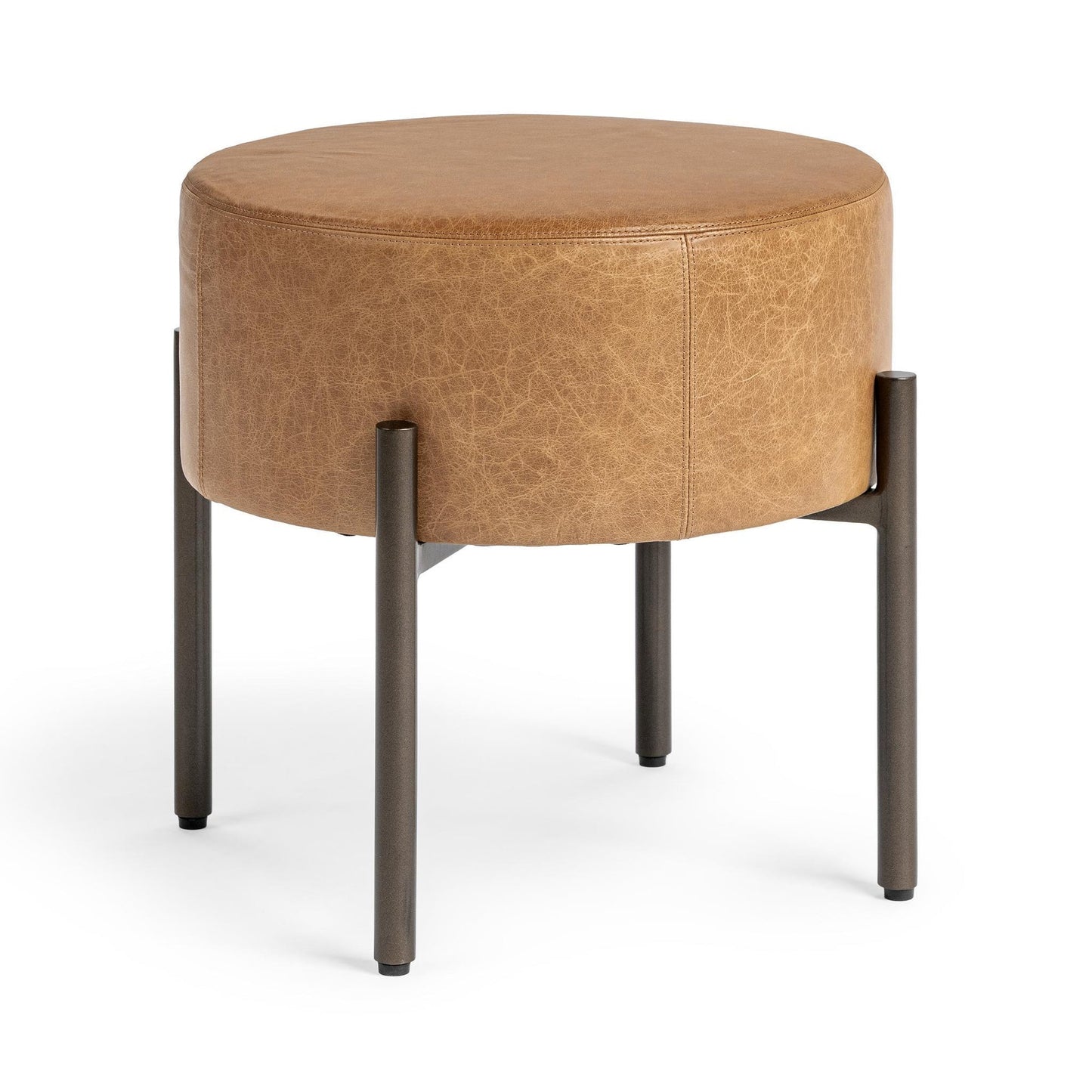 Sedona Brown Top Grain Leather Ottomans & Stool Aimie Accent Stool Collection