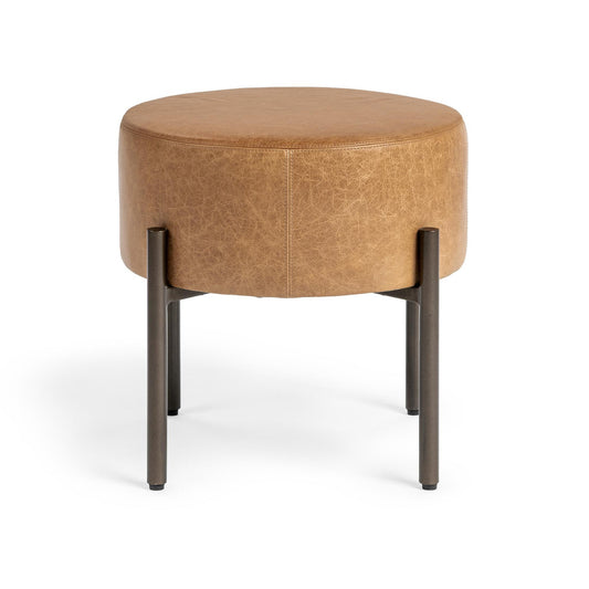 Sedona Brown Top Grain Leather Ottomans & Stool Aimie Accent Stool Collection