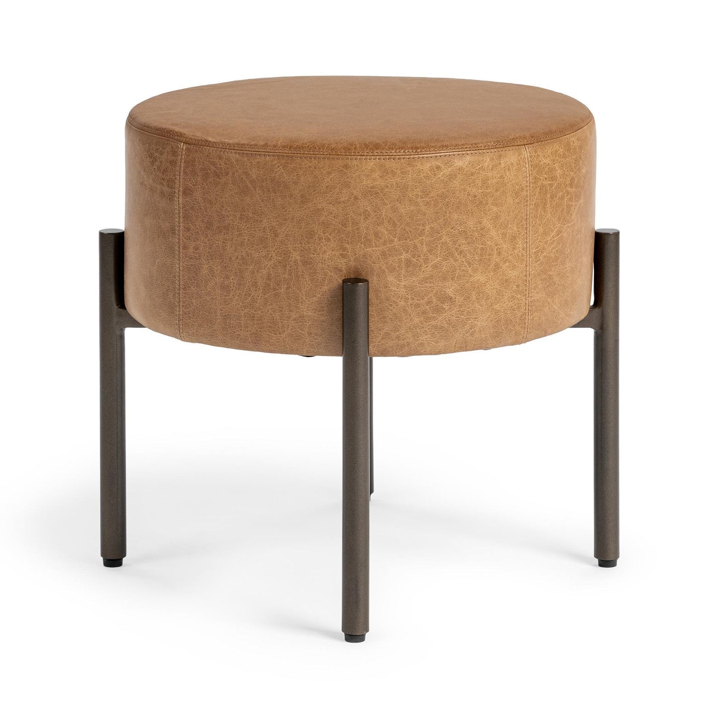 Sedona Brown Top Grain Leather Ottomans & Stool Aimie Accent Stool Collection
