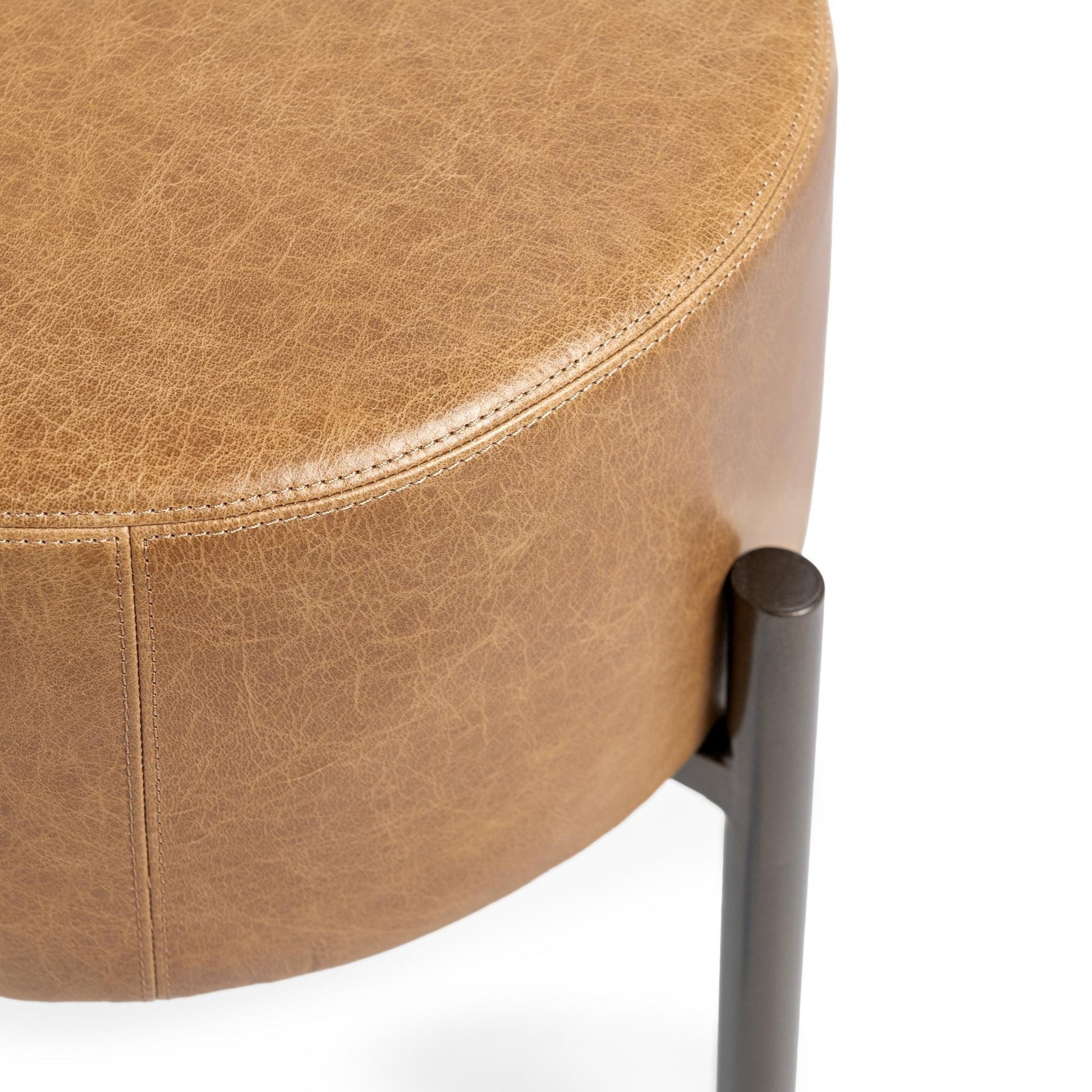 Sedona Brown Top Grain Leather Ottomans & Stool Aimie Accent Stool Collection