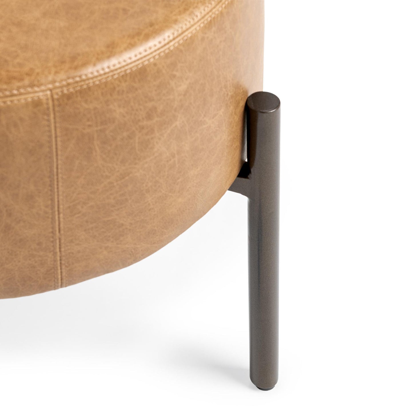 Sedona Brown Top Grain Leather Ottomans & Stool Aimie Accent Stool Collection