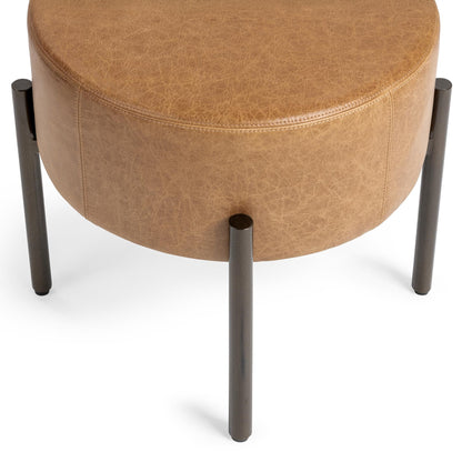 Sedona Brown Top Grain Leather Ottomans & Stool Aimie Accent Stool Collection