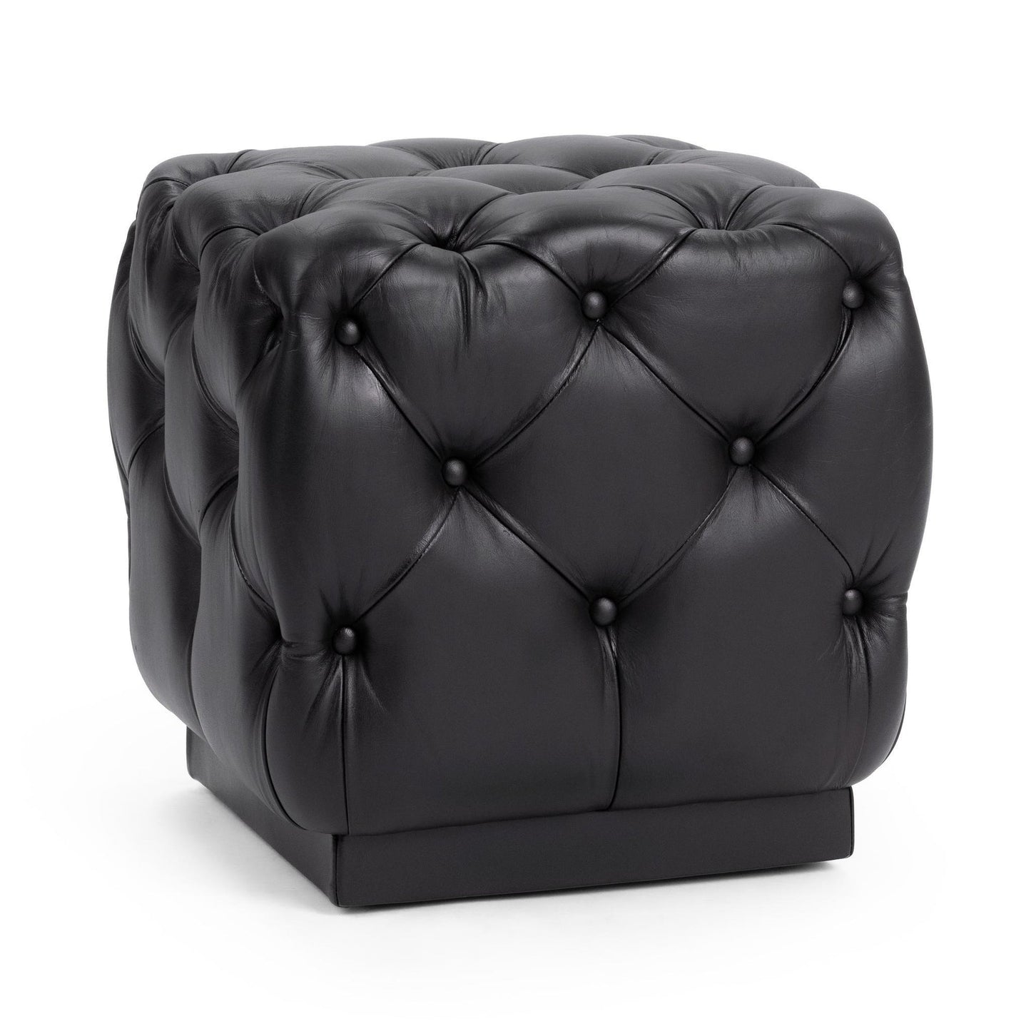 Midnight Raven Top Grain Leather Ottomans & Stool Briar 18" Square Ottoman Collection