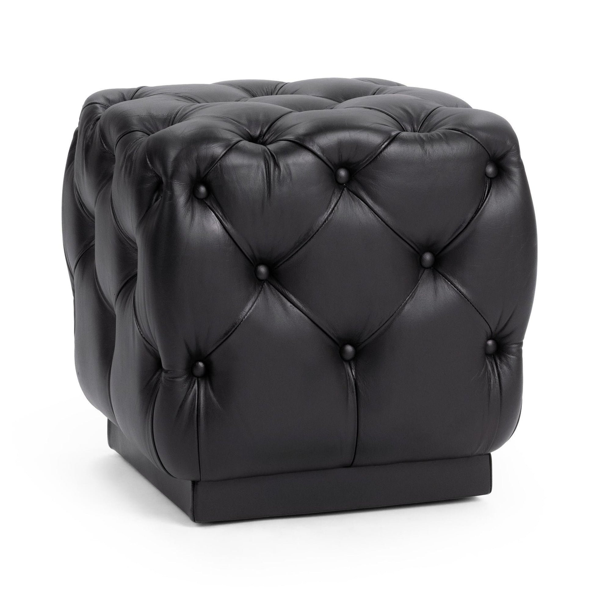 Midnight Raven Top Grain Leather Ottomans & Stool Briar 18" Square Ottoman Collection
