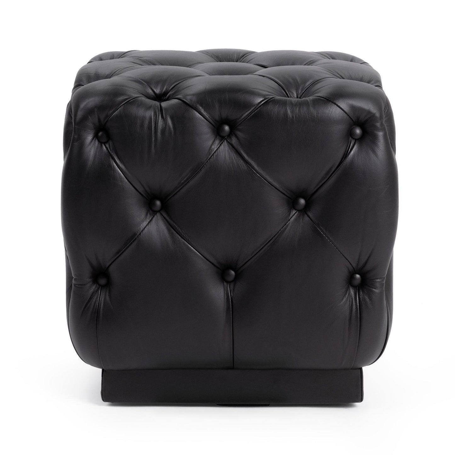 Midnight Raven Top Grain Leather Ottomans & Stool Briar 18" Square Ottoman Collection