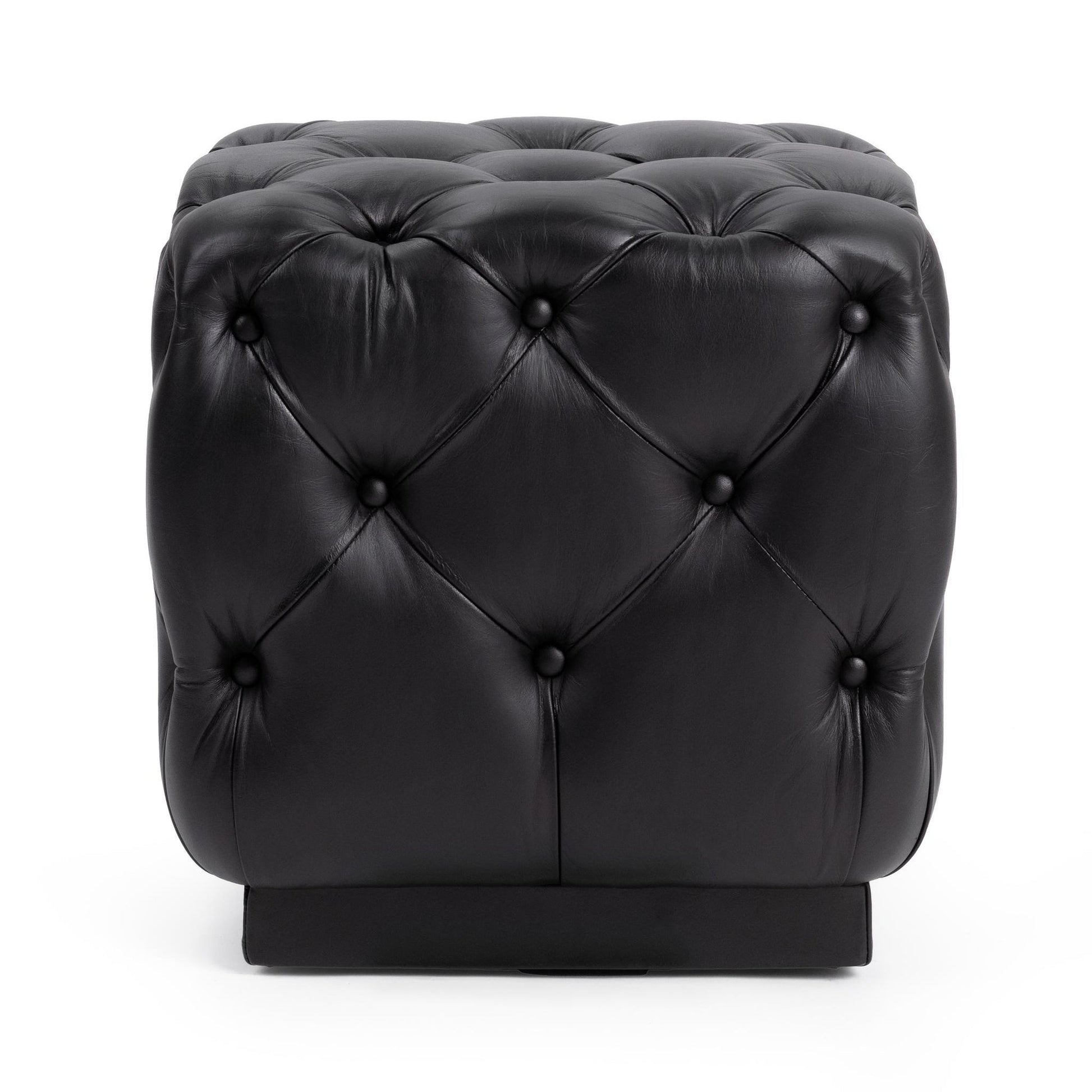 Midnight Raven Top Grain Leather Ottomans & Stool Briar 18" Square Ottoman Collection