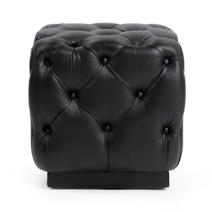 Midnight Raven Top Grain Leather Ottomans & Stool Briar 18" Square Ottoman Collection