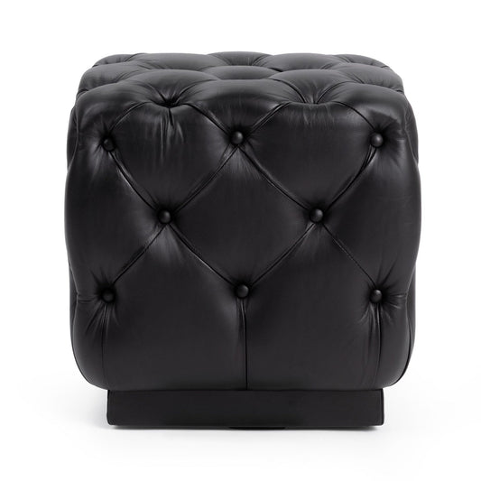 Midnight Raven Top Grain Leather Ottomans & Stool Briar 18" Square Ottoman Collection