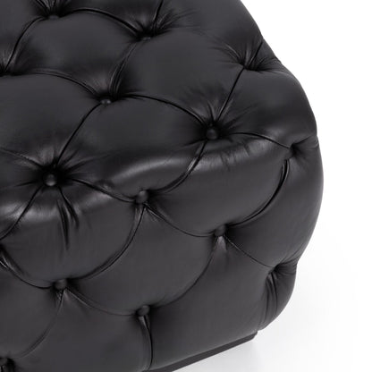Midnight Raven Top Grain Leather Ottomans & Stool Briar 18" Square Ottoman Collection
