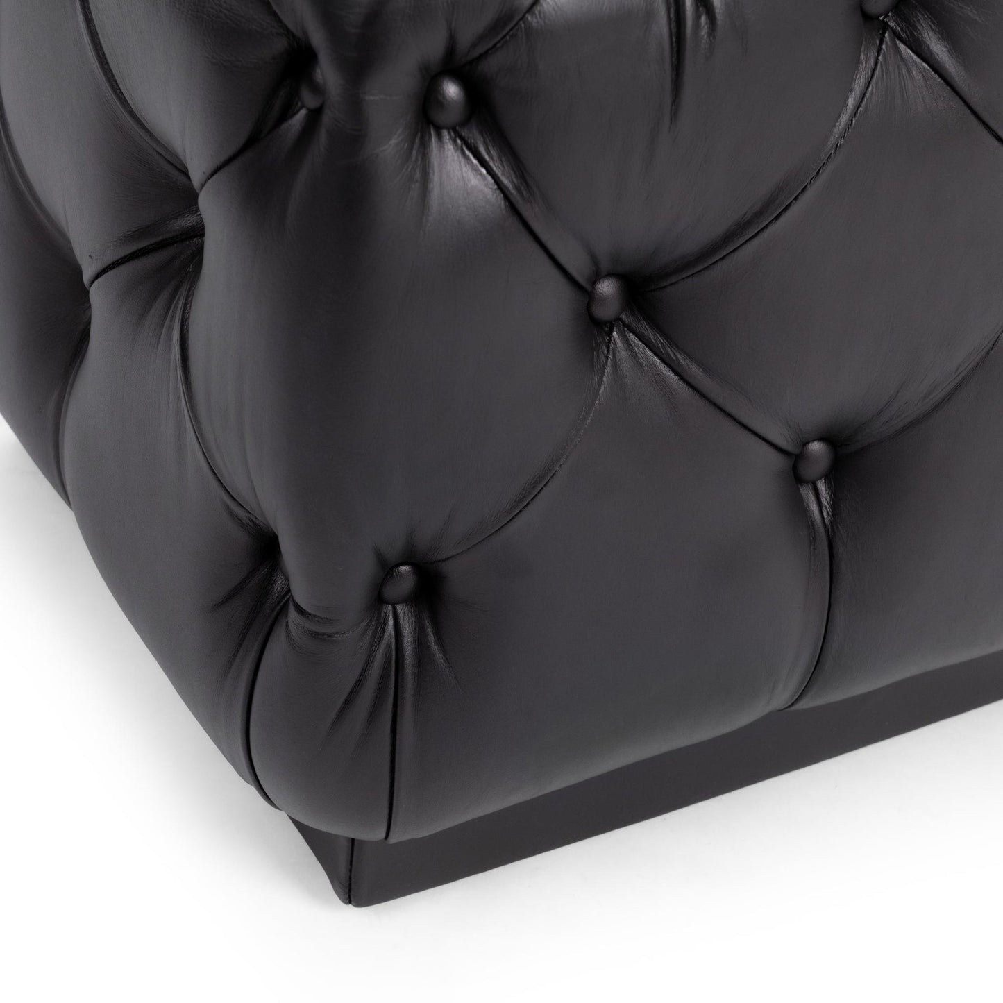 Midnight Raven Top Grain Leather Ottomans & Stool Briar 18" Square Ottoman Collection