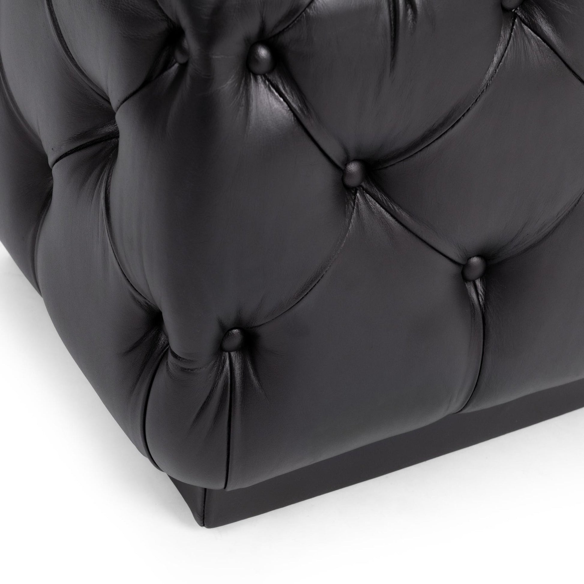 Midnight Raven Top Grain Leather Ottomans & Stool Briar 18" Square Ottoman Collection