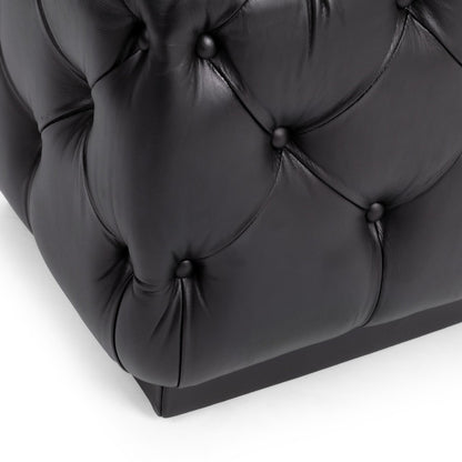 Midnight Raven Top Grain Leather Ottomans & Stool Briar 18" Square Ottoman Collection