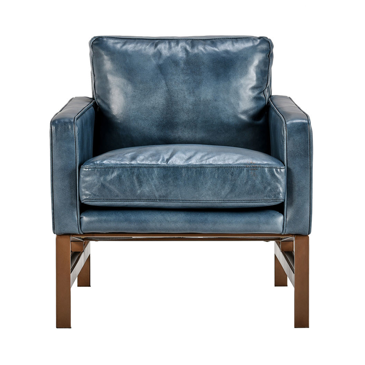 Ocean Blue Top Grain Leather Accent Chair Chazzie Accent Chair Collection