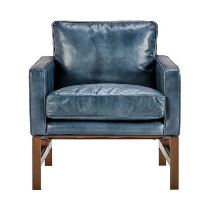 Ocean Blue Top Grain Leather Accent Chair Chazzie Accent Chair Collection