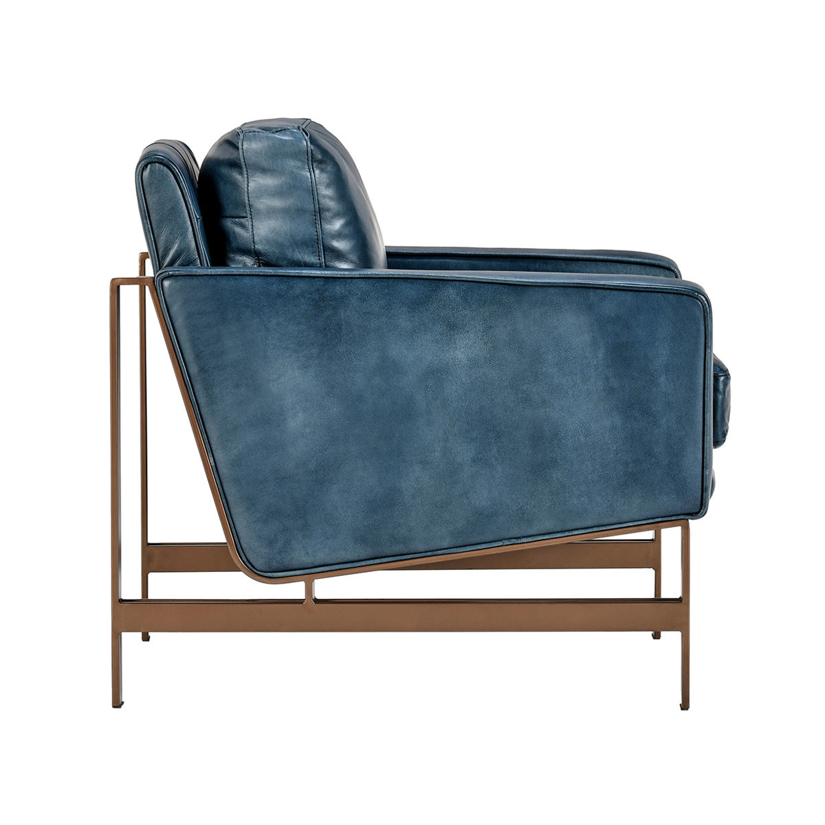 Ocean Blue Top Grain Leather Accent Chair Chazzie Accent Chair Collection