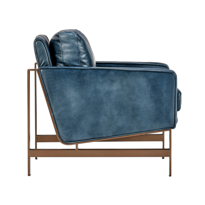 Ocean Blue Top Grain Leather Accent Chair Chazzie Accent Chair Collection