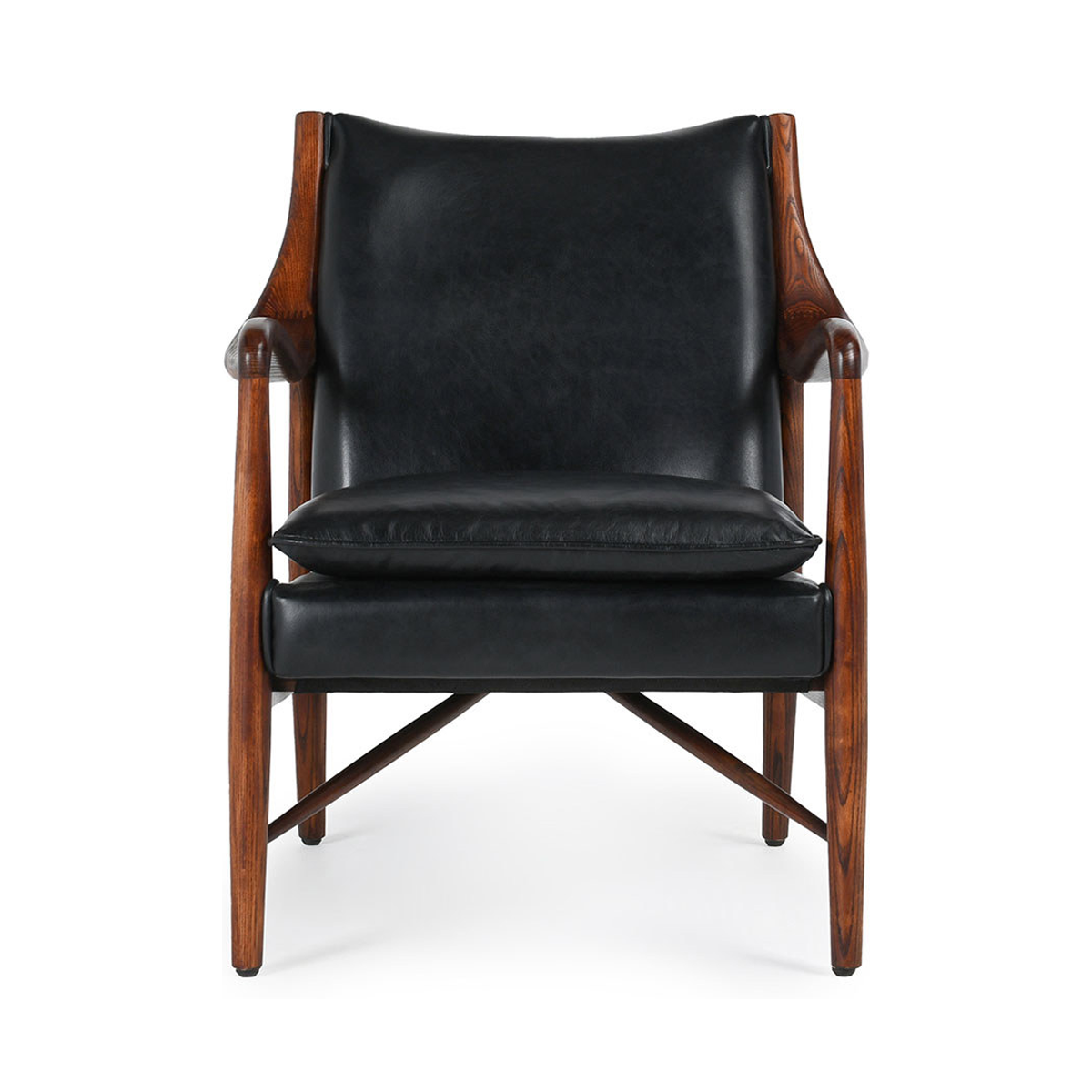 Jet Black Top Grain Leather Accent Chair Kiannah Accent Chair Collection