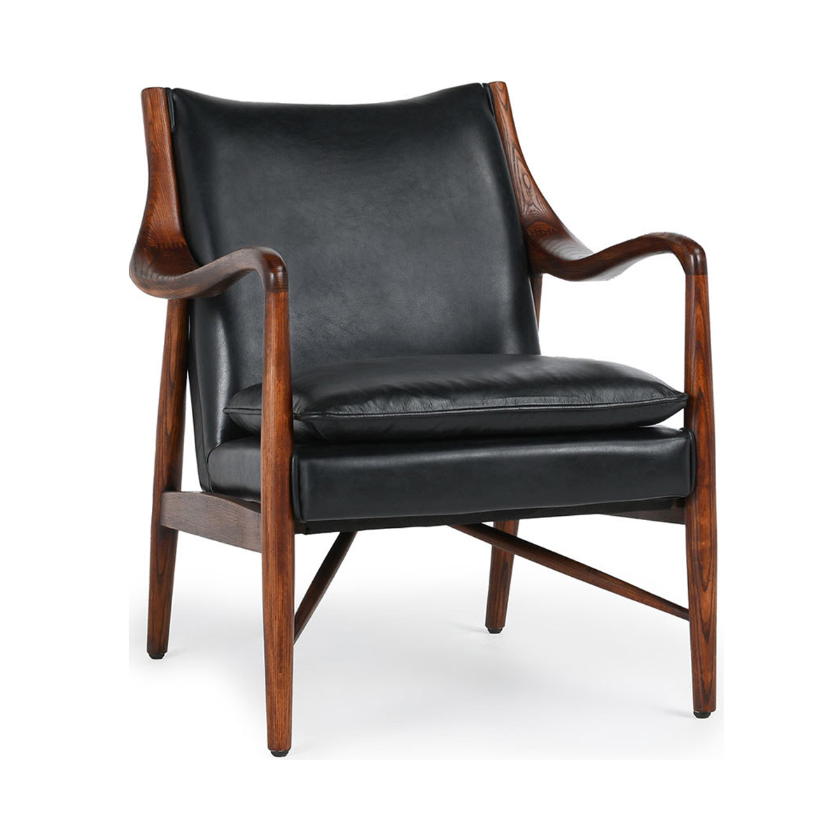 Jet Black Top Grain Leather Accent Chair Kiannah Accent Chair Collection