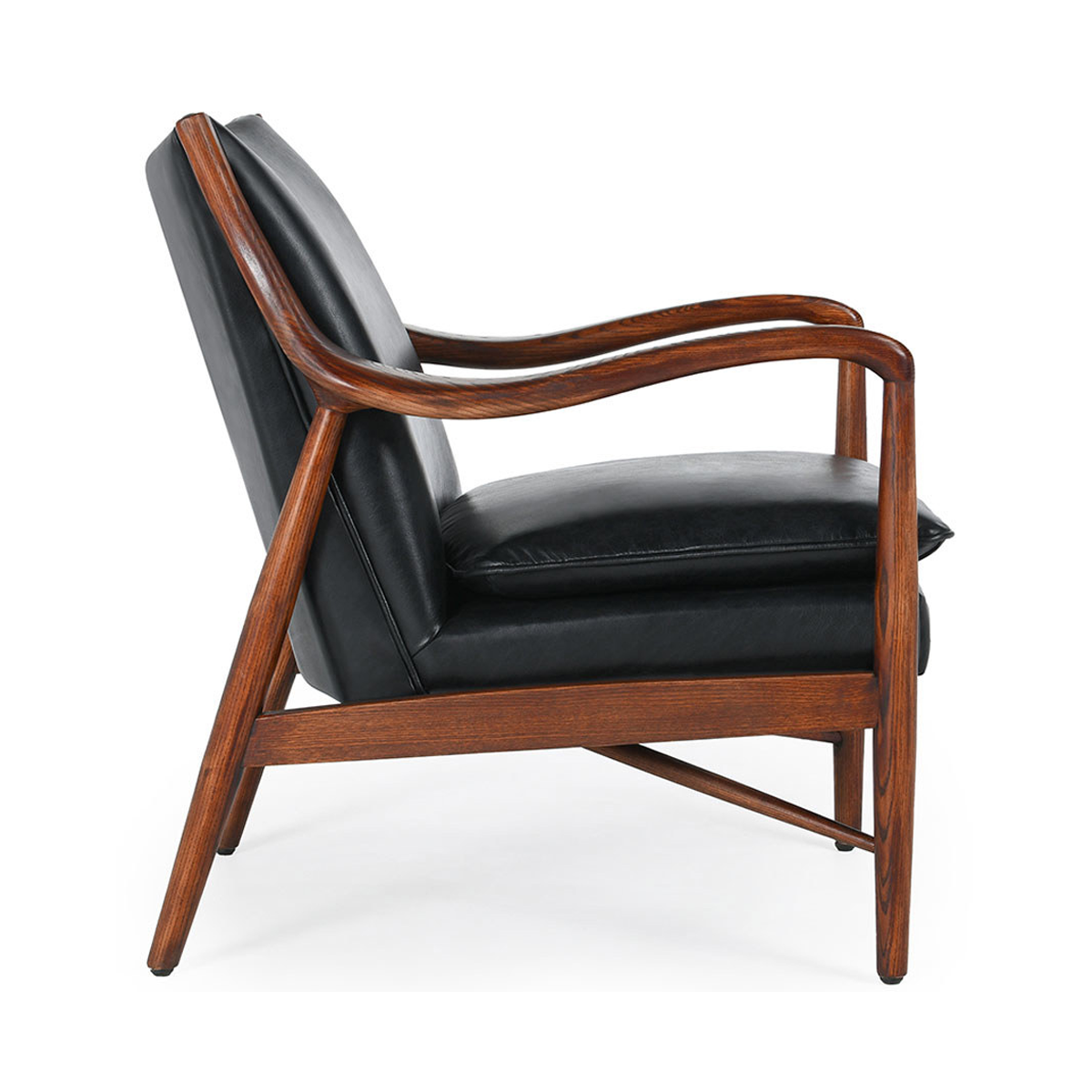 Jet Black Top Grain Leather Accent Chair Kiannah Accent Chair Collection