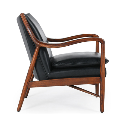 Jet Black Top Grain Leather Accent Chair Kiannah Accent Chair Collection
