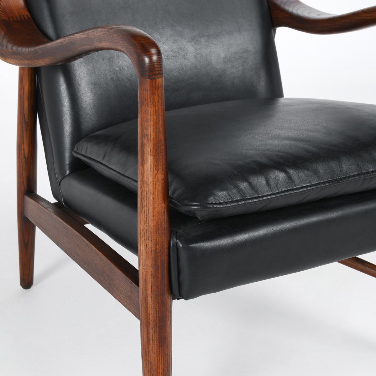 Jet Black Top Grain Leather Accent Chair Kiannah Accent Chair Collection