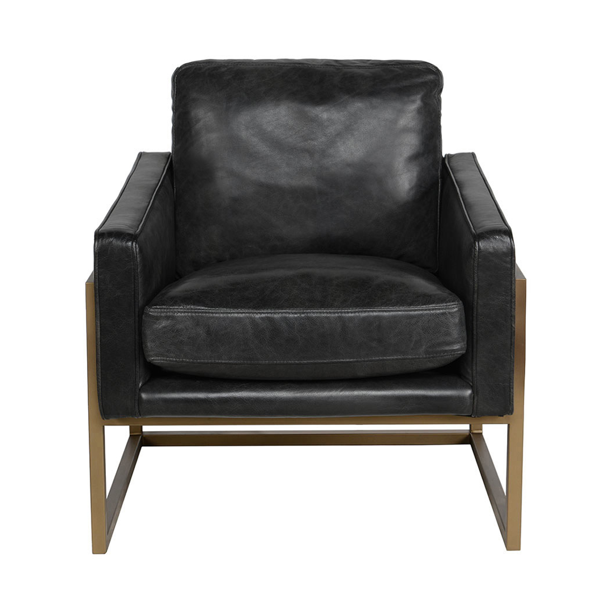 Jet Black Top Grain Leather Accent Chair Ken Accent Chair Collection