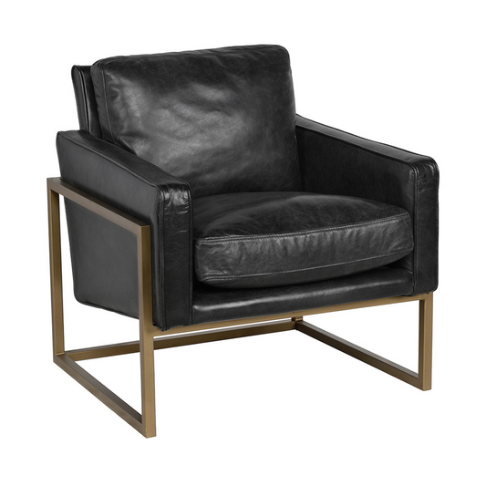 Jet Black Top Grain Leather Accent Chair Ken Accent Chair Collection
