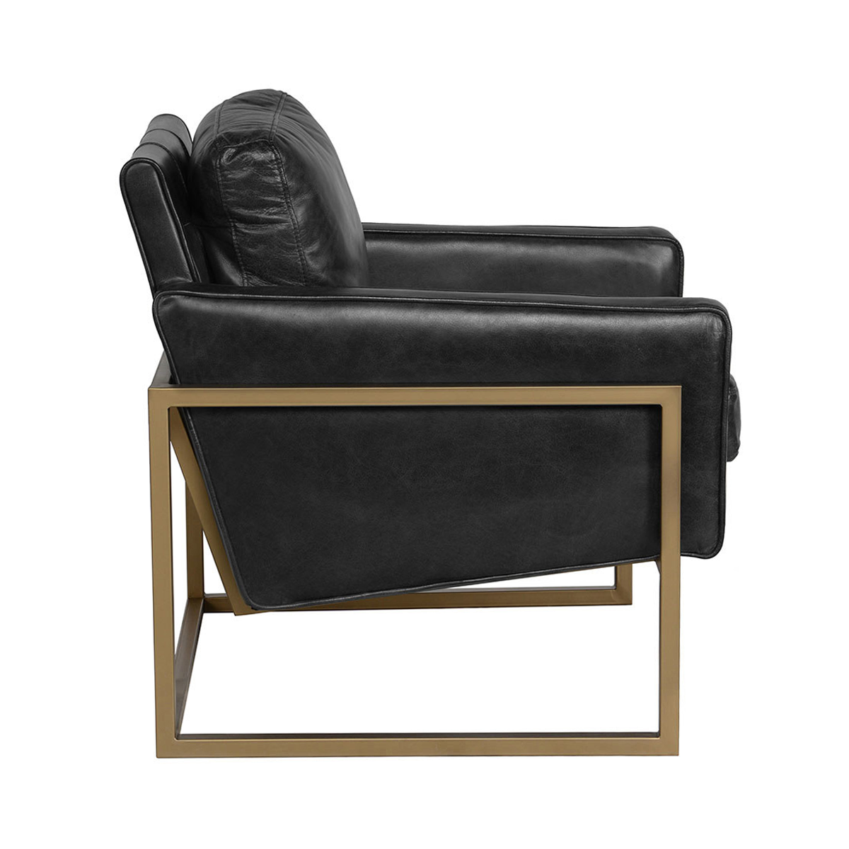 Jet Black Top Grain Leather Accent Chair Ken Accent Chair Collection