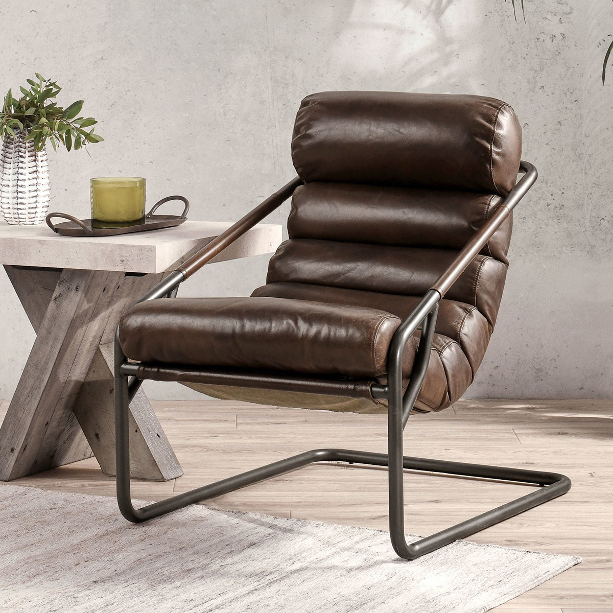 Truffle Brown Top Grain Leather Accent Chair Jackson Accent Chair Collection