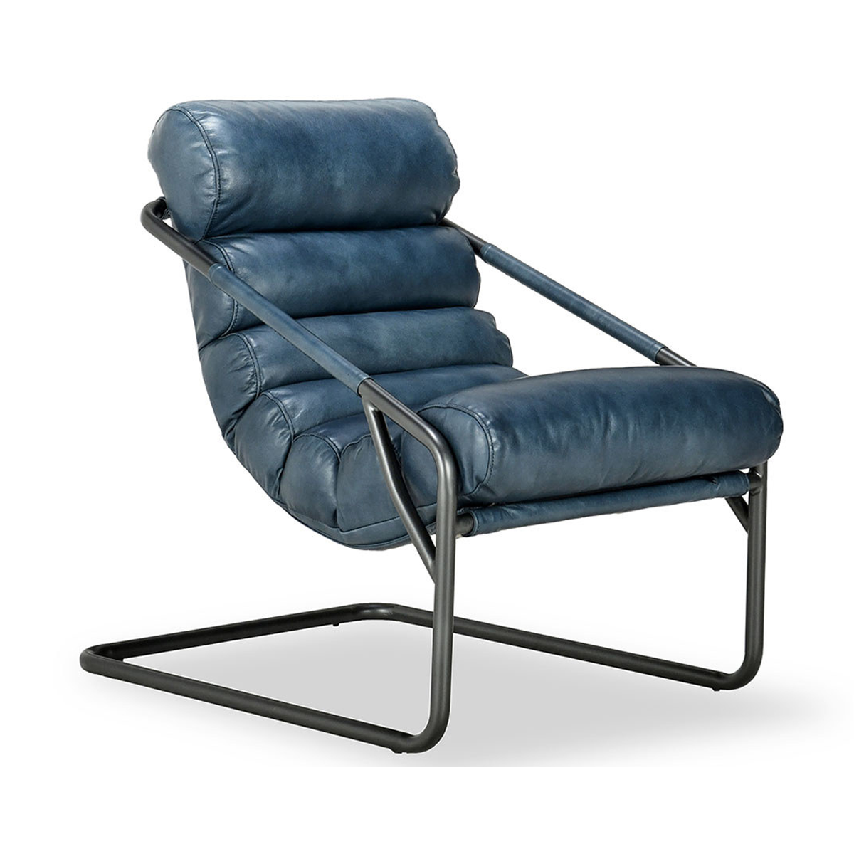 Ocean Blue Top Grain Leather Accent Chair Jackson Accent Chair Collection