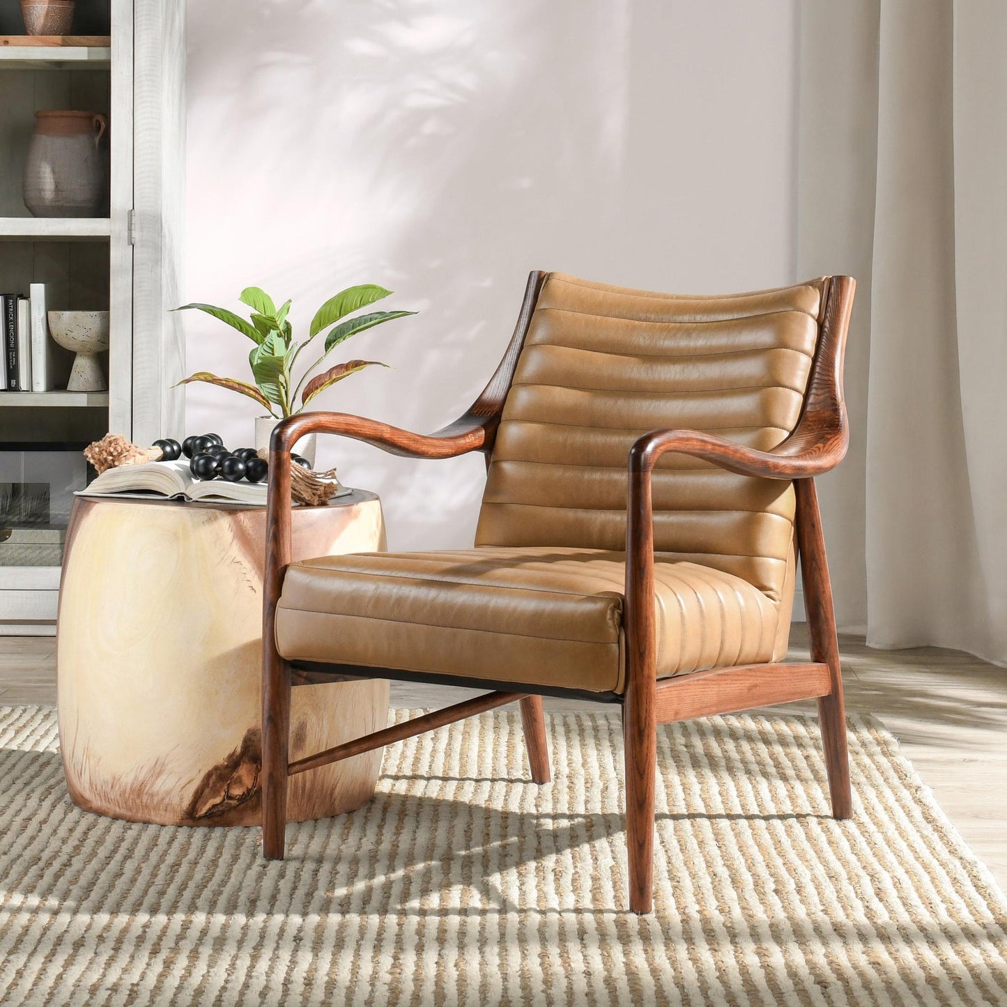 Adobe Tan Top Grain Leather Accent Chair Kenneth Accent Chair Collection