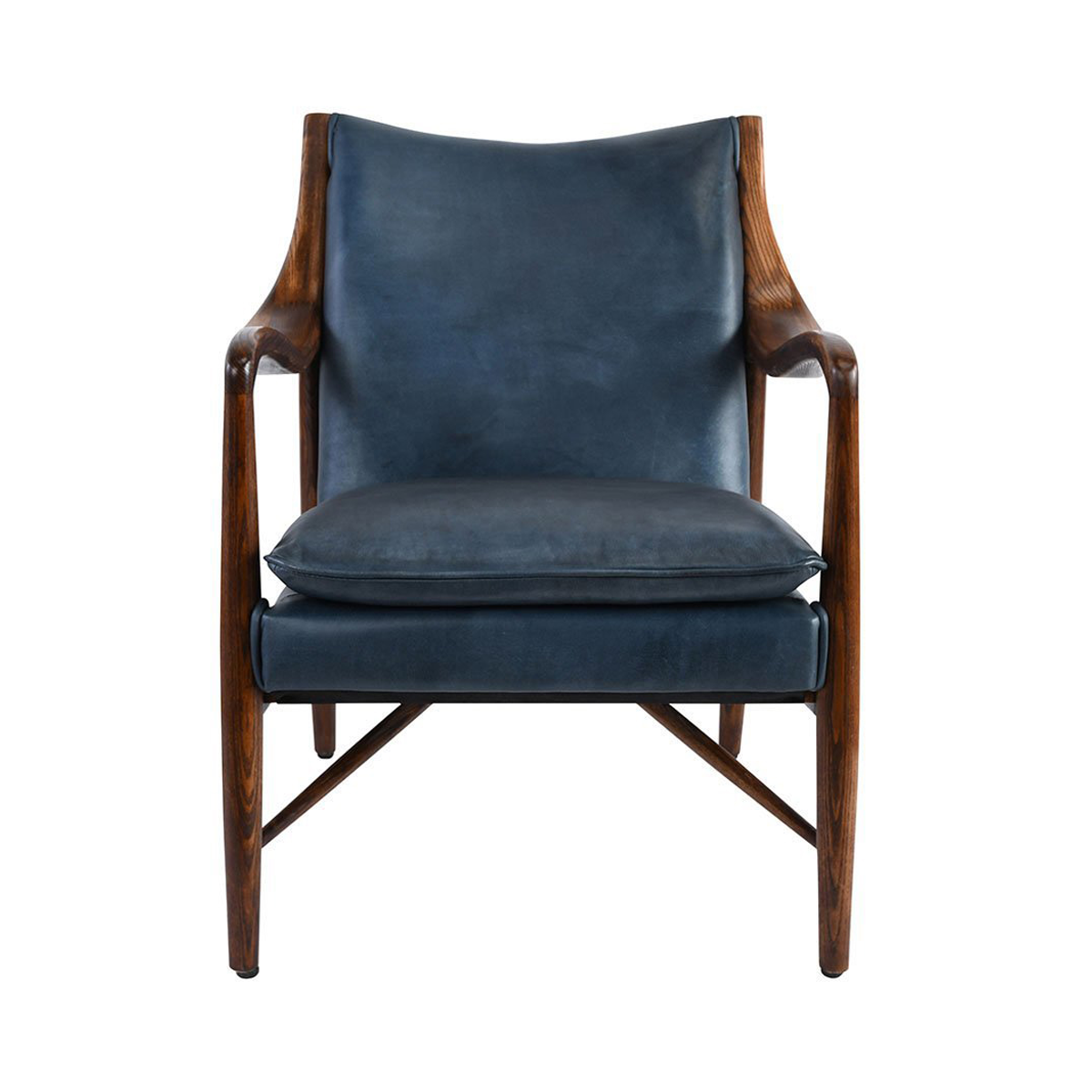 Ocean Blue Top Grain Leather Accent Chair Kiannah Accent Chair Collection