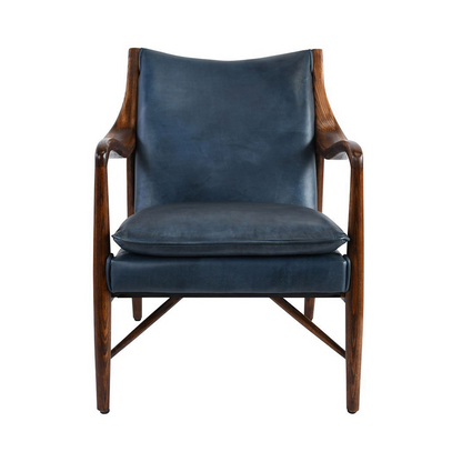 Ocean Blue Top Grain Leather Accent Chair Kiannah Accent Chair Collection