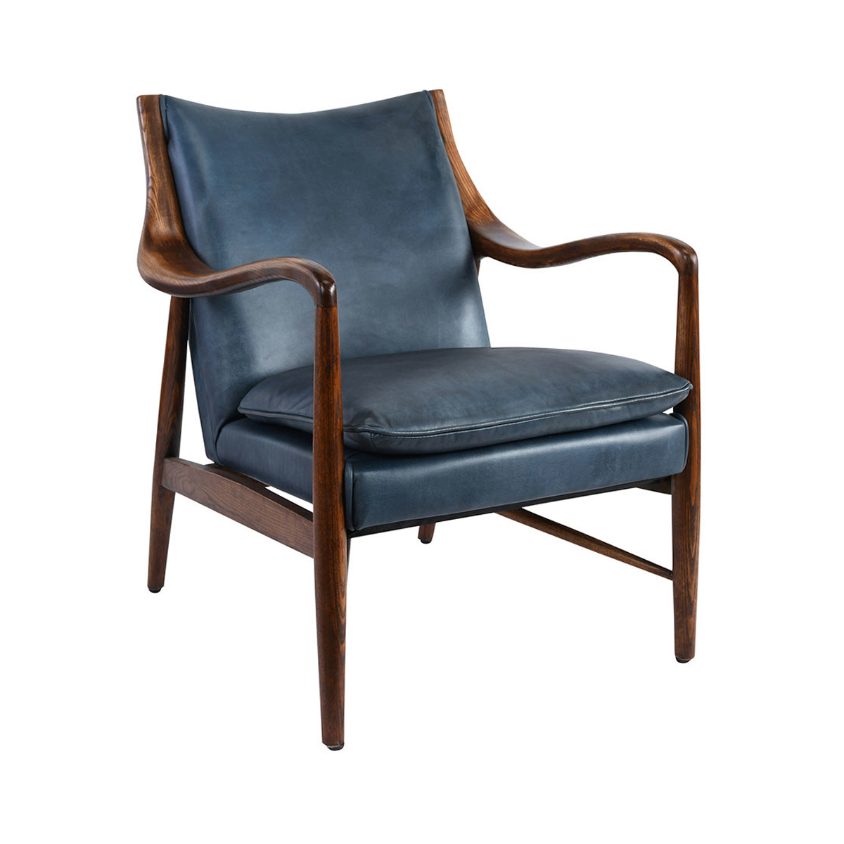 Ocean Blue Top Grain Leather Accent Chair Kiannah Accent Chair Collection