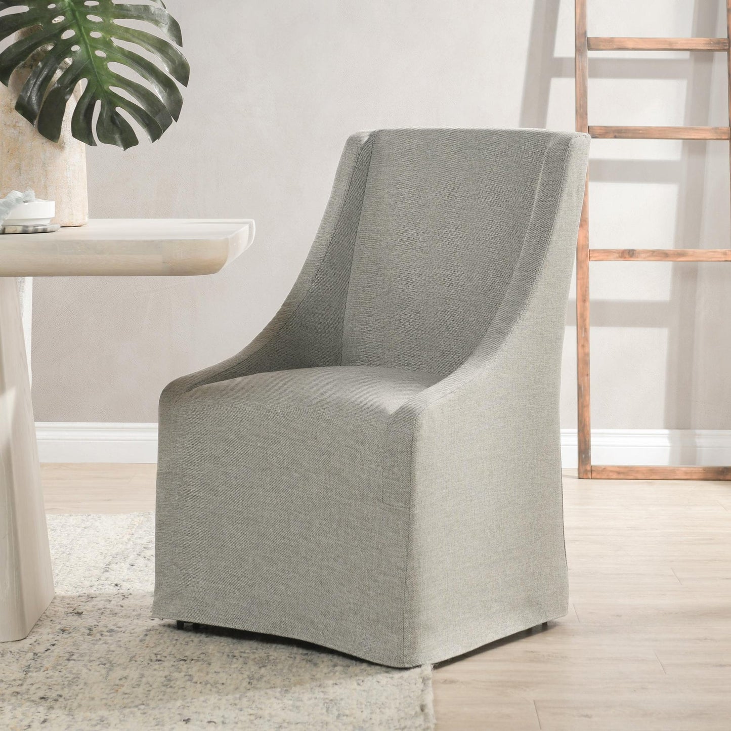 Gray 100% Polyester Dining Chair Warwick Dining Chair with Casters Collection